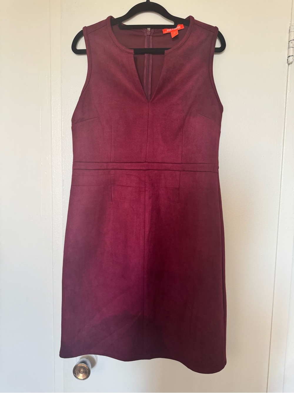 Joe Fresh Sleeveless Burgundy Faux-Suede Sheath Dress
